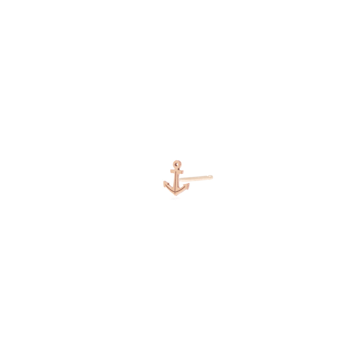 single rose gold anchor stud earring