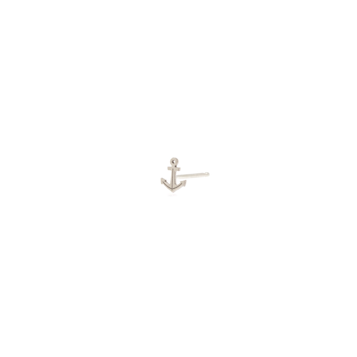 single white gold anchor stud earring