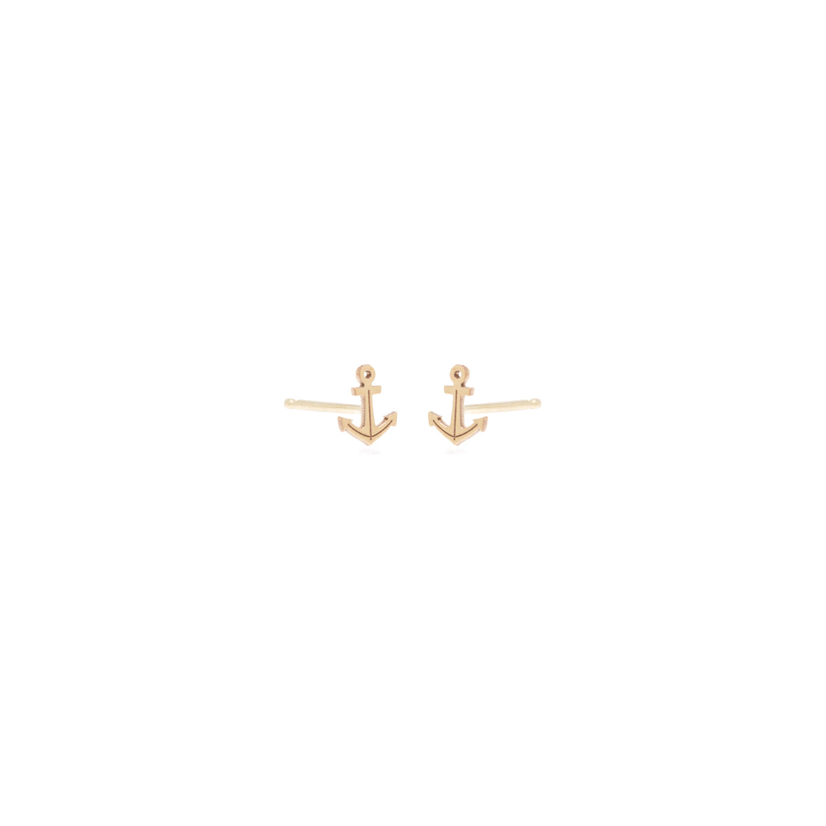 pair of yellow gold anchor stud earrings
