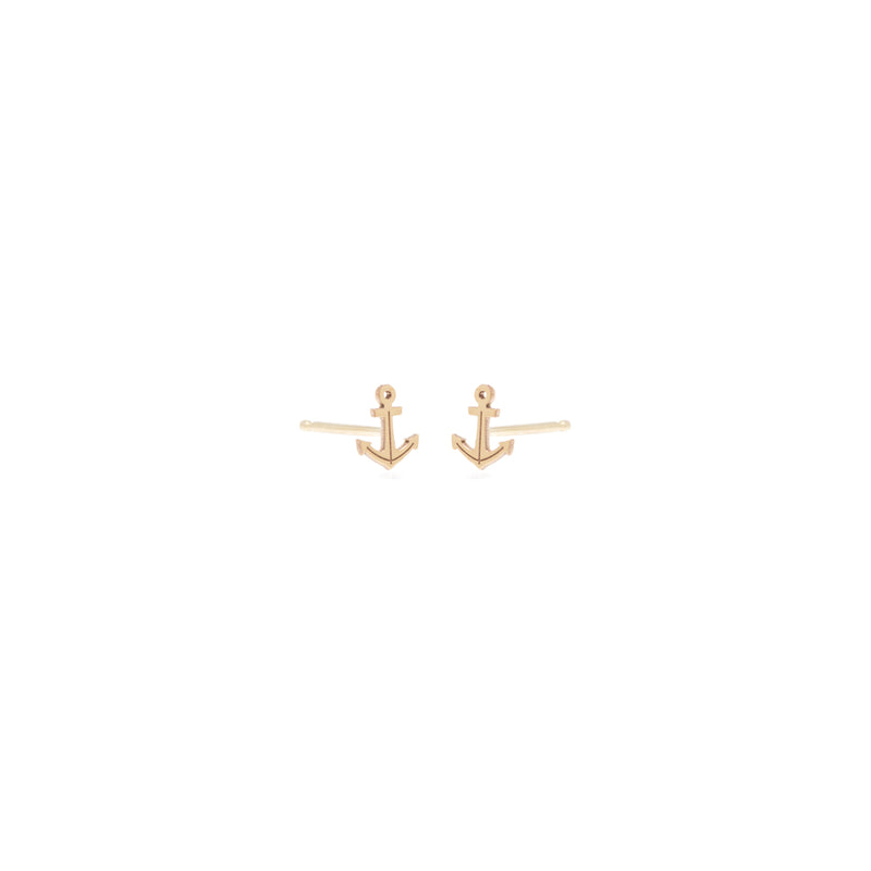 pair of yellow gold anchor stud earrings