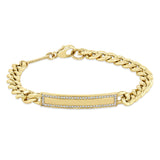 Zoë Chicco 14k Gold Pavé Diamond Border Large Curb Chain ID Bracelet