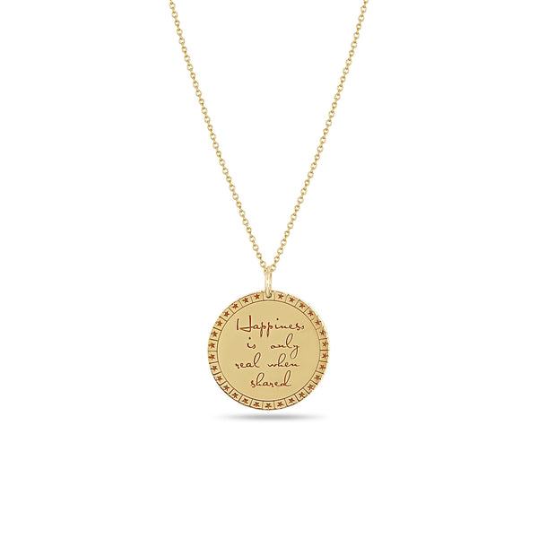 Zoë Chicco 14k Yellow Gold Large Mantra with Star Border Necklace