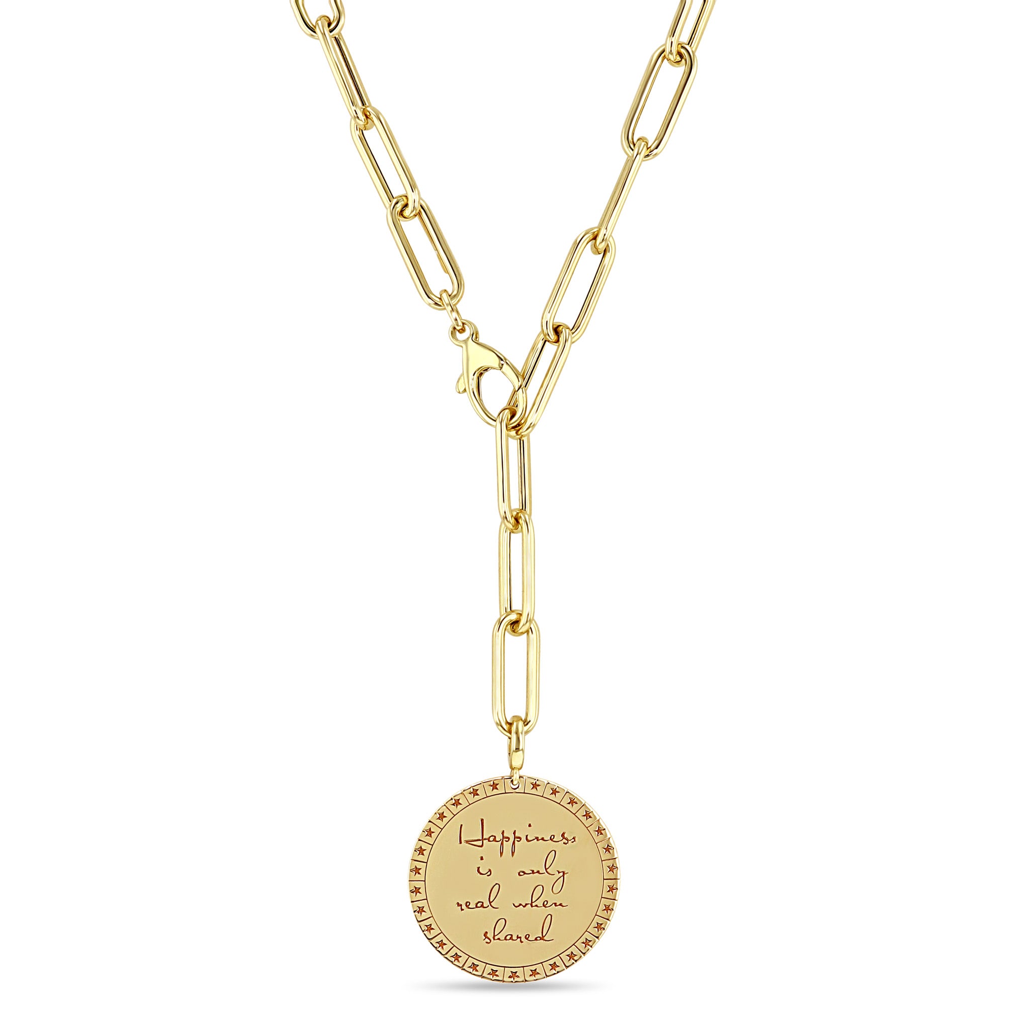 Zoë Chicco 14K Gold Large Mantra Lariat Necklace