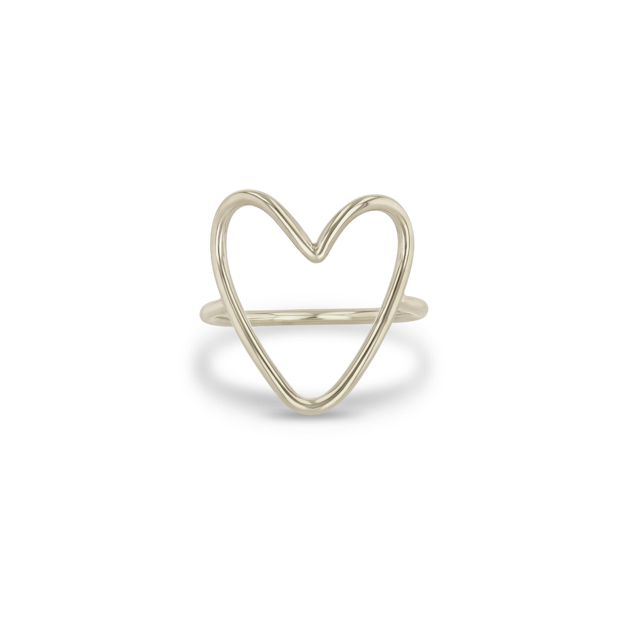 14k Gold Large Open Heart Ring