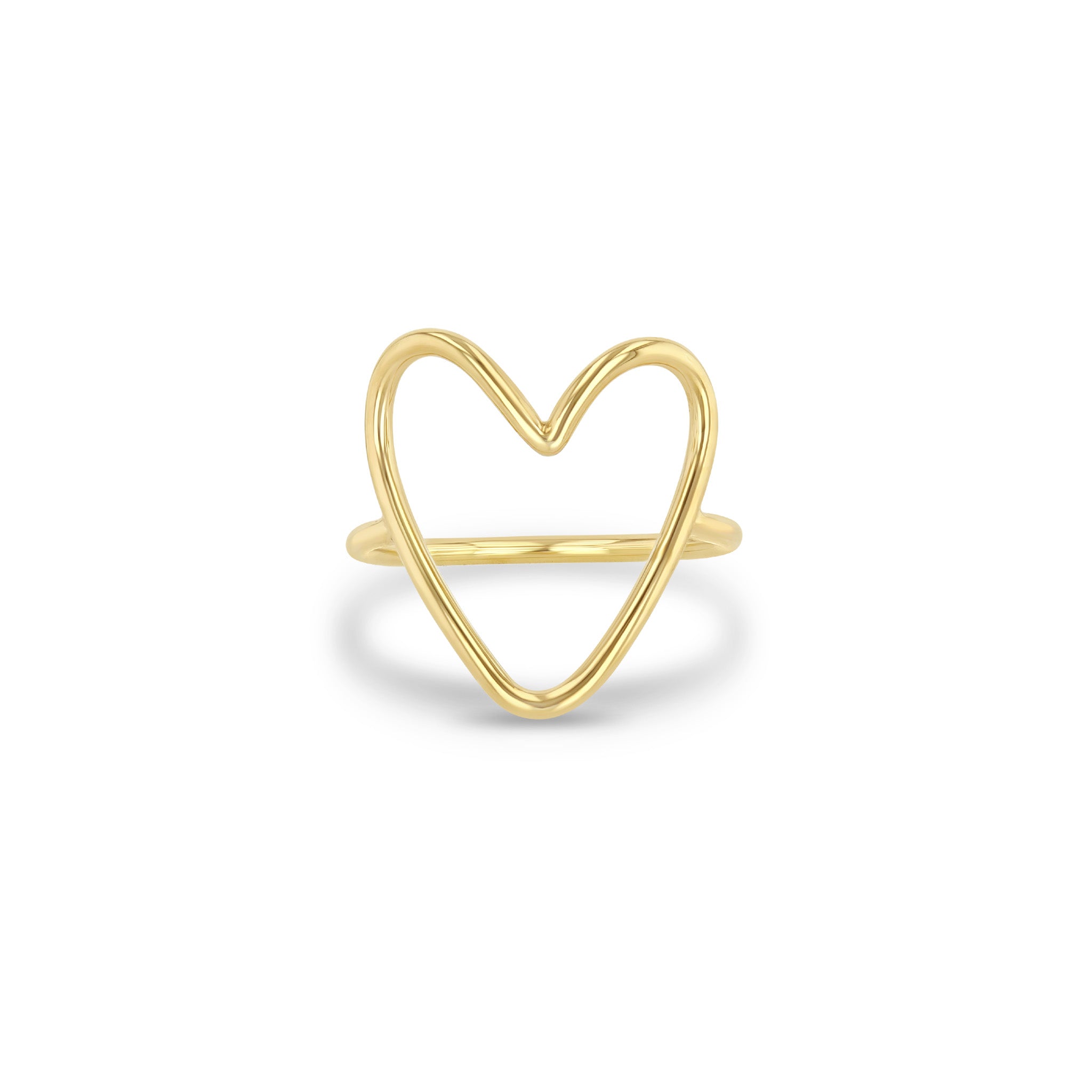 14k Gold Large Open Heart Ring