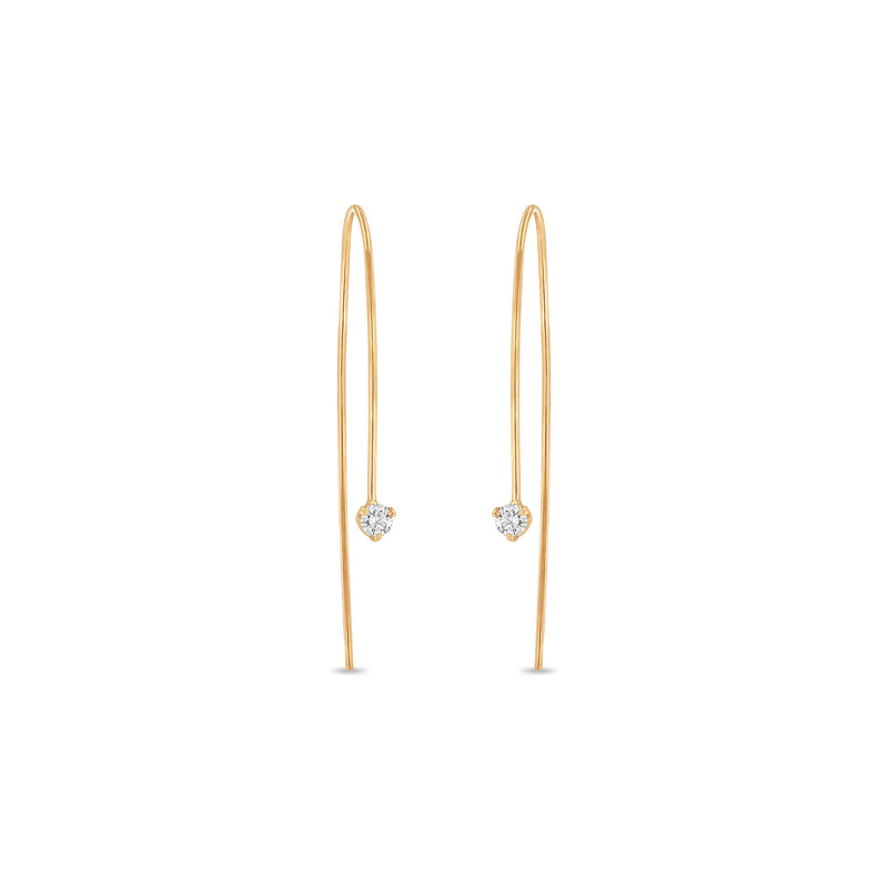 14k Prong Diamond Wire Earrings
