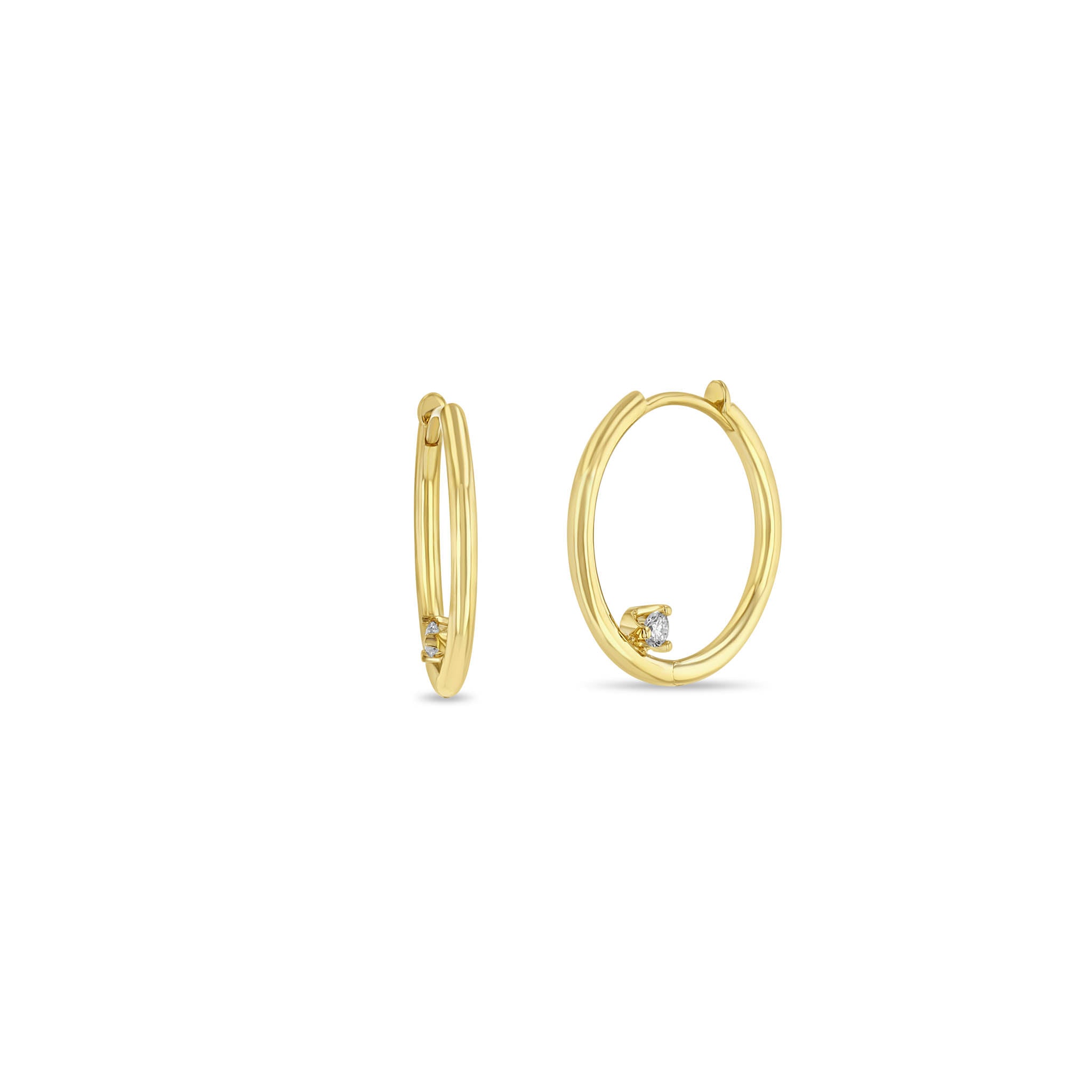 Zoë Chicco 14k Gold Nested Diamond Large Hinge Huggie Hoop Earrings