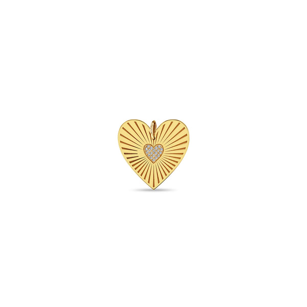 Zoë Chicco 14k Gold Large Pavé Diamond Radiant Heart Medallion Charm Pendant