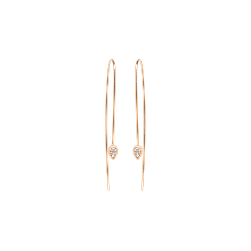 14k pear diamond wire earrings