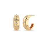 Zoë Chicco 14k Rose Gold Scattered Star Set Diamonds Medium Aura Hoop Earrings