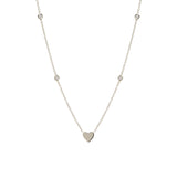 14k Midi Bitty Heart & Floating Diamond Station Necklace