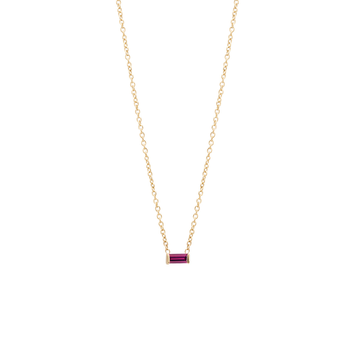 Zoe Chicco 14k Gold Garnet Baguette Necklace | January Birthstone