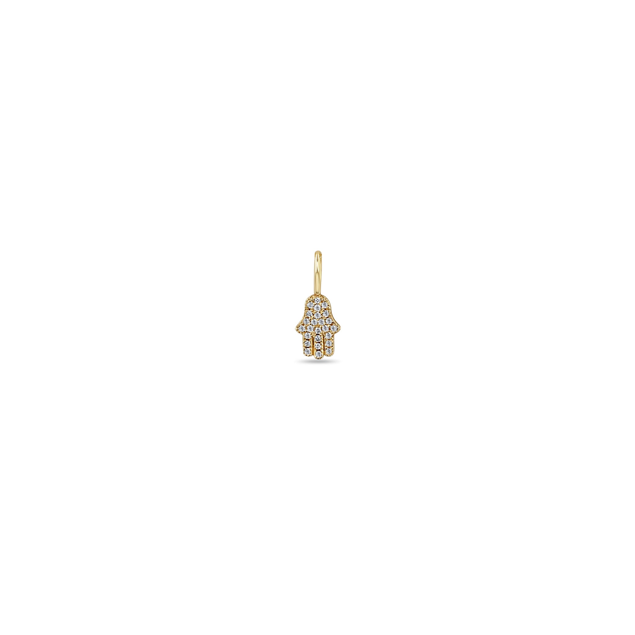 Zoë Chicco 14kt Gold Midi Bitty Pavé Diamond Hamsa Charm Pendant