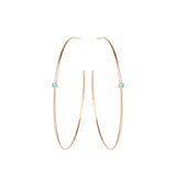 Zoë Chicco 14kt Rose Gold Turquoise Center Medium Thin Hoop Earrings