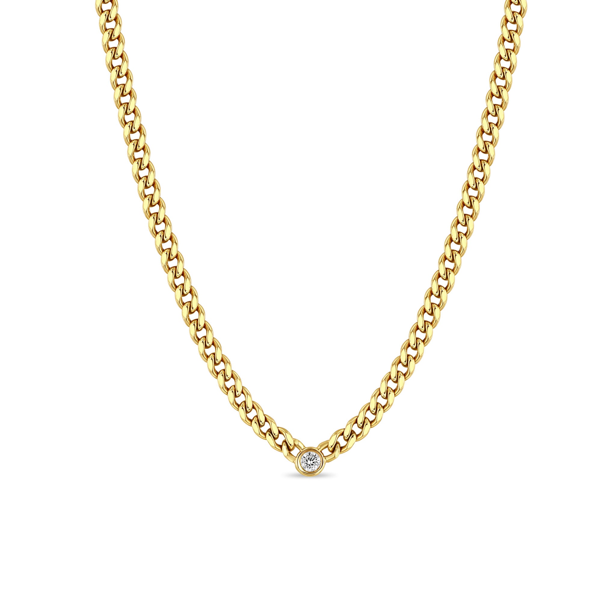 Zoë Chicco 14K Gold Small Single Floating Diamond Chain Ring 14K White Gold / 7