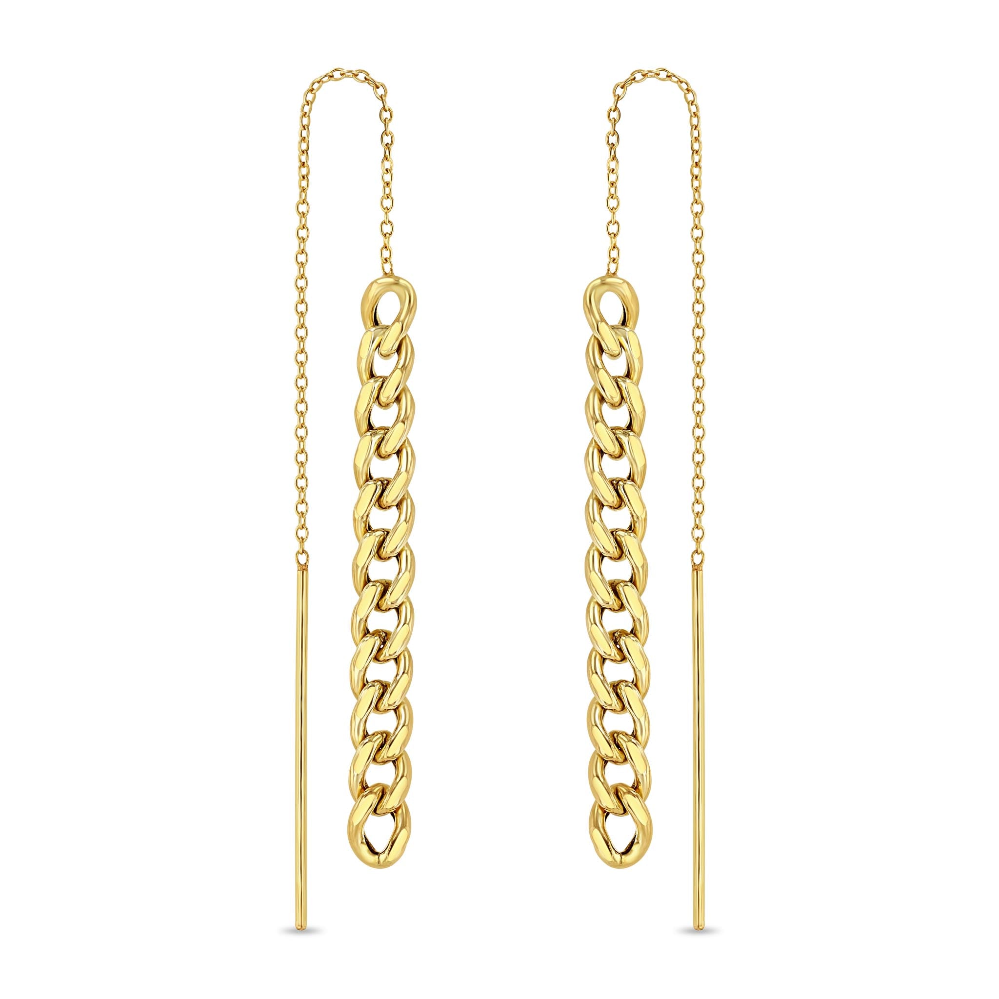 Zoë Chicco 14k Gold Medium Curb Chain Drop Threader Earrings