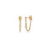 Zoë Chicco 14k Rose Gold 3 Linked Mixed Diamond Chain Huggie Earrings