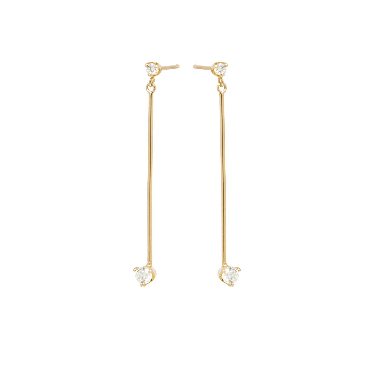 Zoë Chicco 14k Gold Mixed Prong Diamond Long Bar Drop Earrings