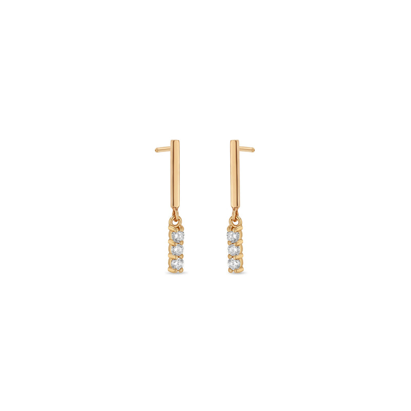 14k Mixed Gold & Diamond Bar Drop Earrings