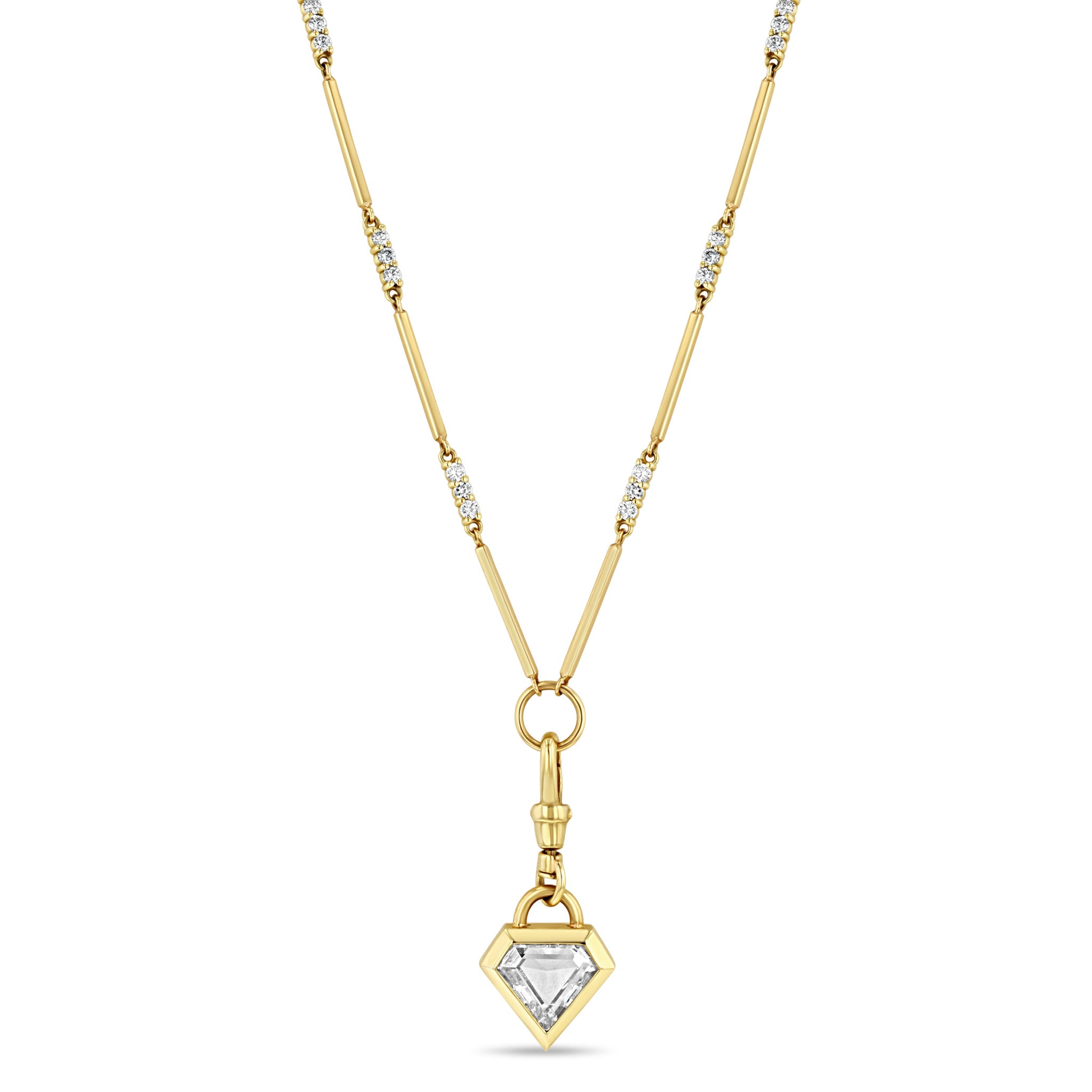 Zoë Chicco 14k Gold One of a Kind Rose Cut Shield Diamond Pendant Necklace