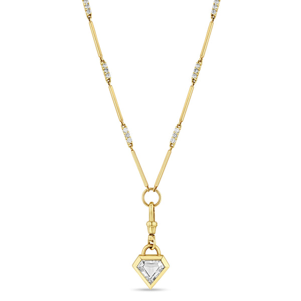 Zoë Chicco 14k Gold One of a Kind Rose Cut Shield Diamond Pendant Necklace