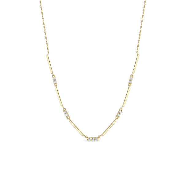 Zoë Chicco 14k Gold Mixed Gold & Diamond Bar Station Necklace