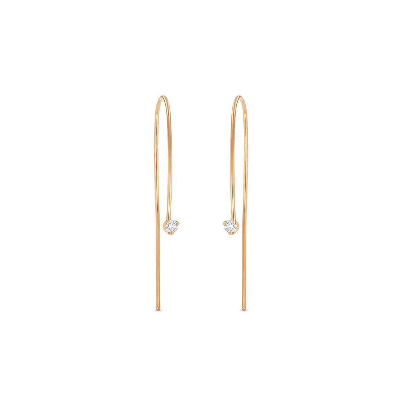 Zoë Chicco 14k Gold Medium Prong Diamond Wire Threader Hook Earrings
