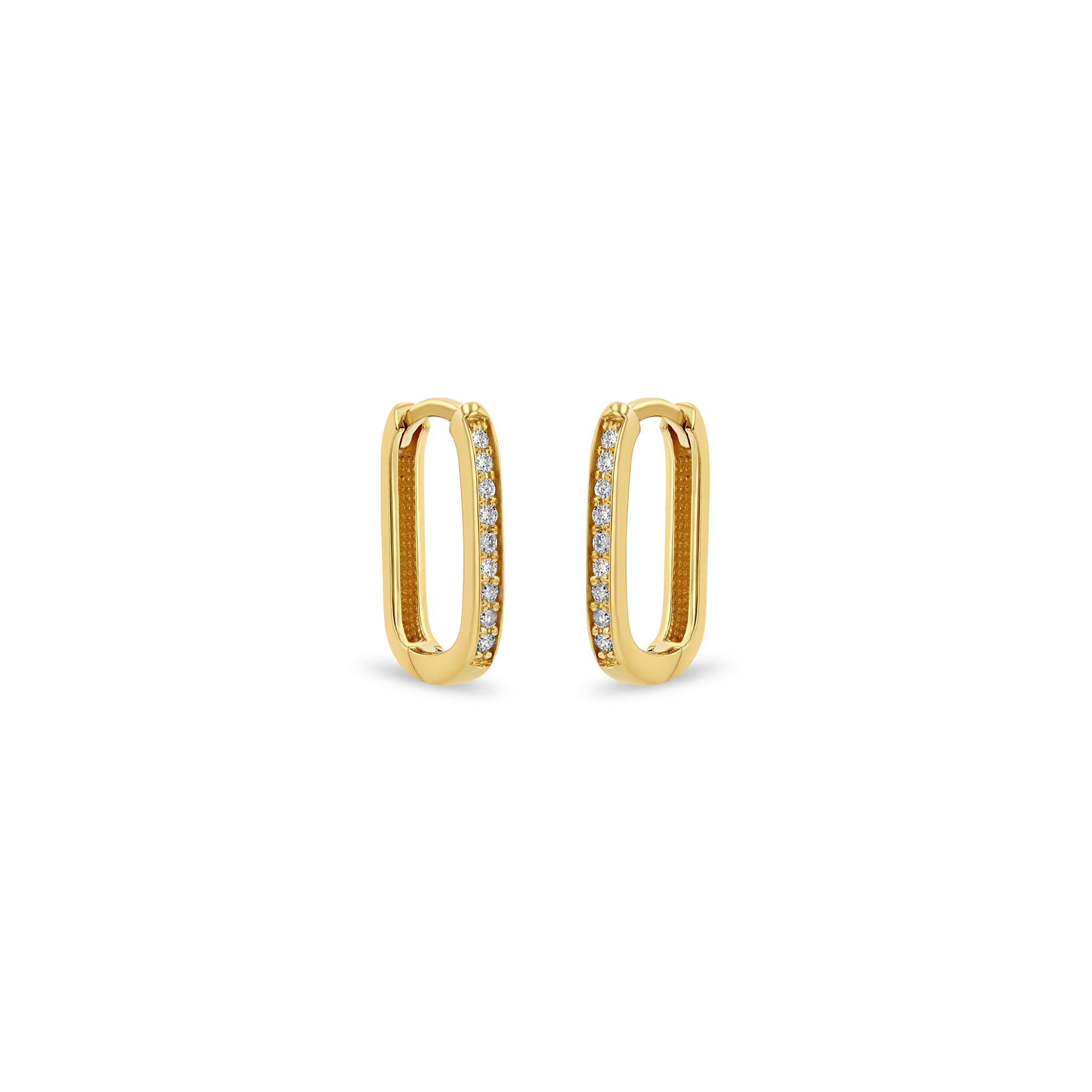 Zoë Chicco 14k Gold Pavé Diamond Thick Medium Oval Hinge Hoop Earrings