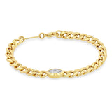 Zoë Chicco 14k Gold One of a Kind 1.01 ctw Marquise Diamond Large Curb Chain Bracelet