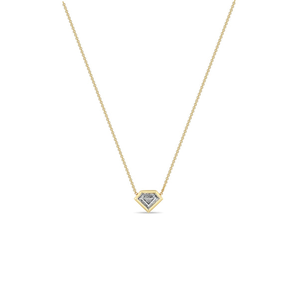 One of a kind Zoë Chicco 14k Gold .74 ctw Shield Diamond Bezel Necklace