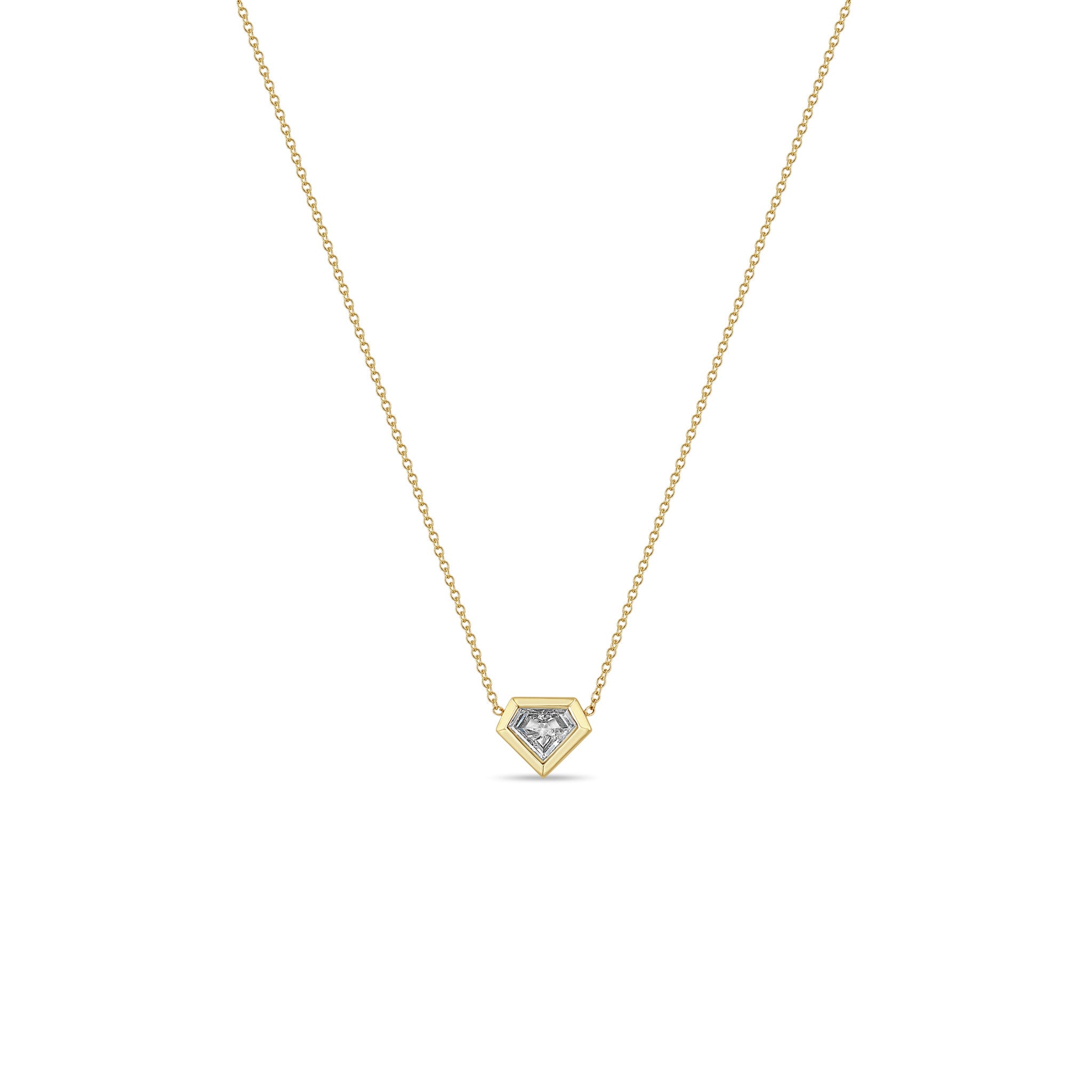 One of a Kind Zoë Chicco 14k Gold .60 CTW Shield Diamond Bezel Necklace