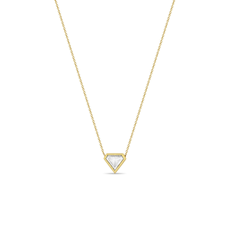 Zoë Chicco 14k Gold One of a Kind .95 ctw Shield Diamond Bezel Necklace