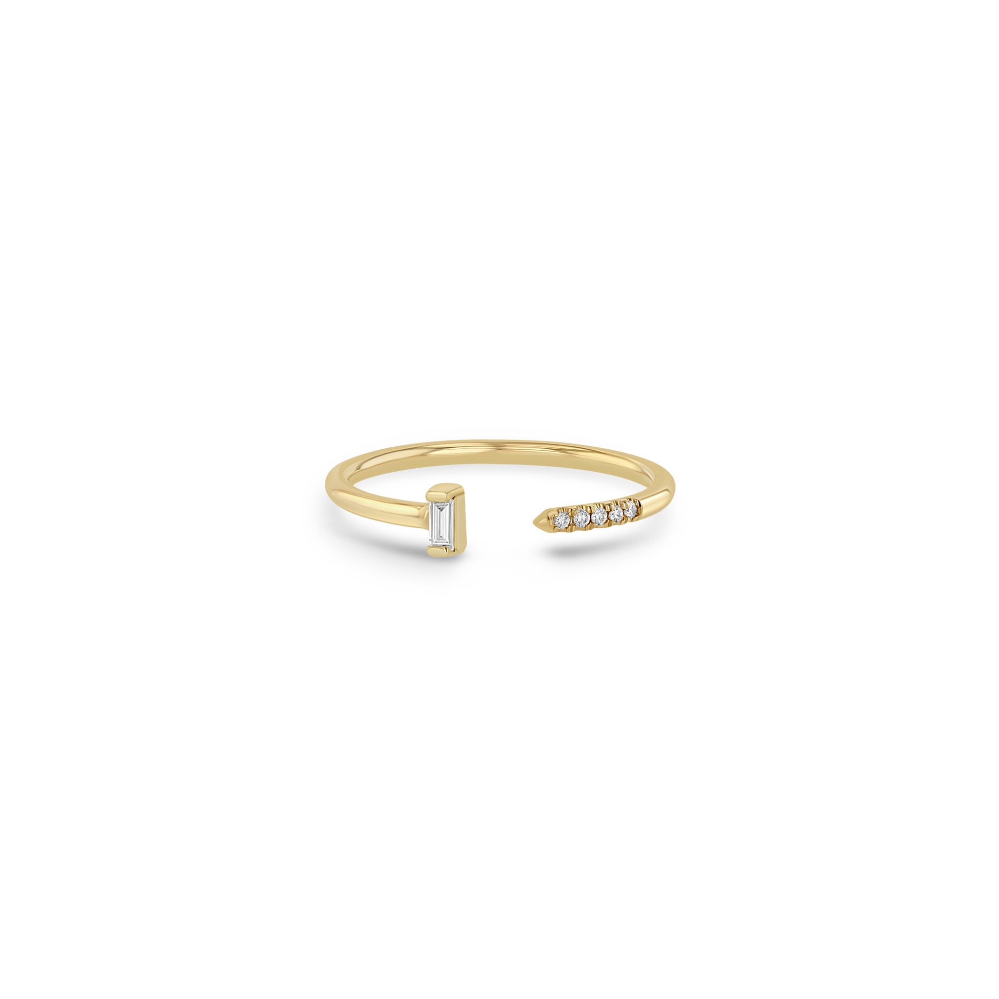 Zoë Chicco 14k Gold Vertical Baguette & Pavé Diamond Open Ring
