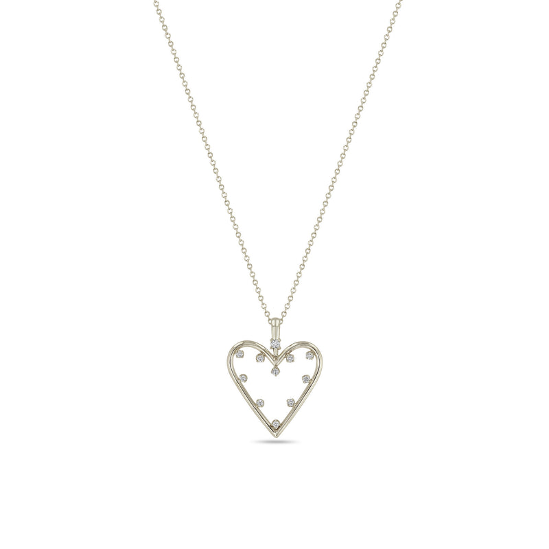 Zoë Chicco 14k White Gold Prong Diamond Open Heart Pendant Necklace