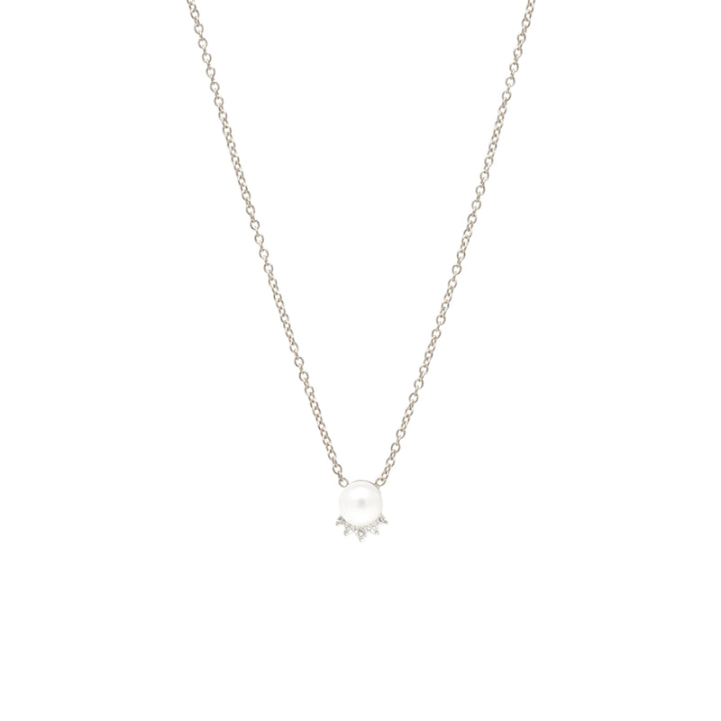 14k Pearl & Diamond Crown Necklace