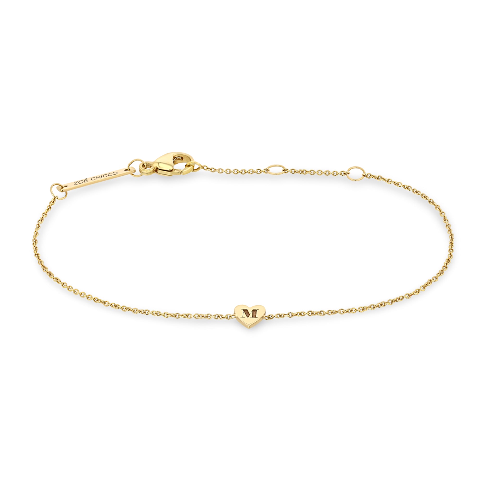 Zoë Chicco 14kt Gold Gold Initial Heart Bracelet