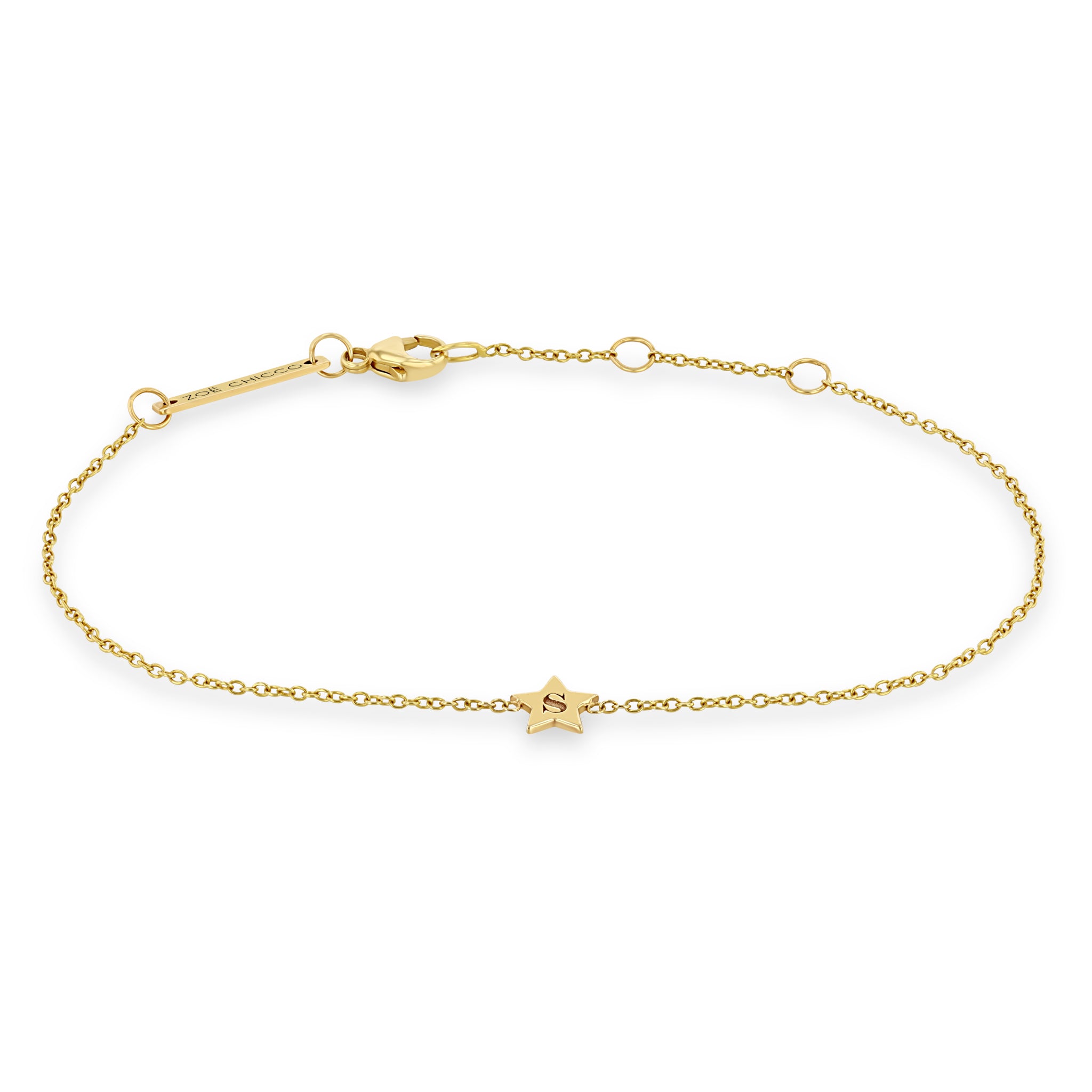 Zoë Chicco 14kt Gold Initial Star Bracelet