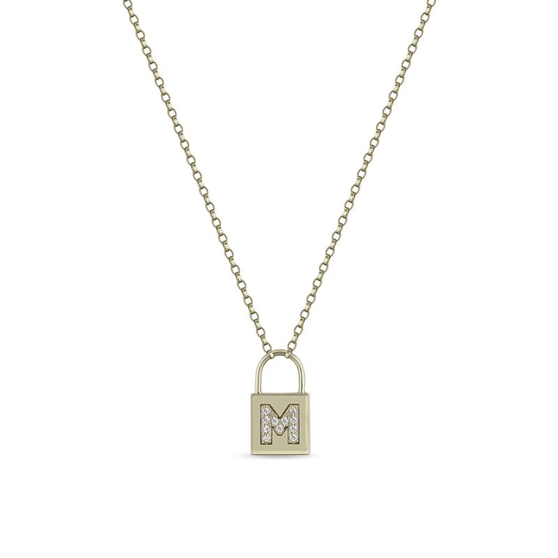 Zoë Chicco 14kt Gold Pavé Diamond Initial Padlock Necklace