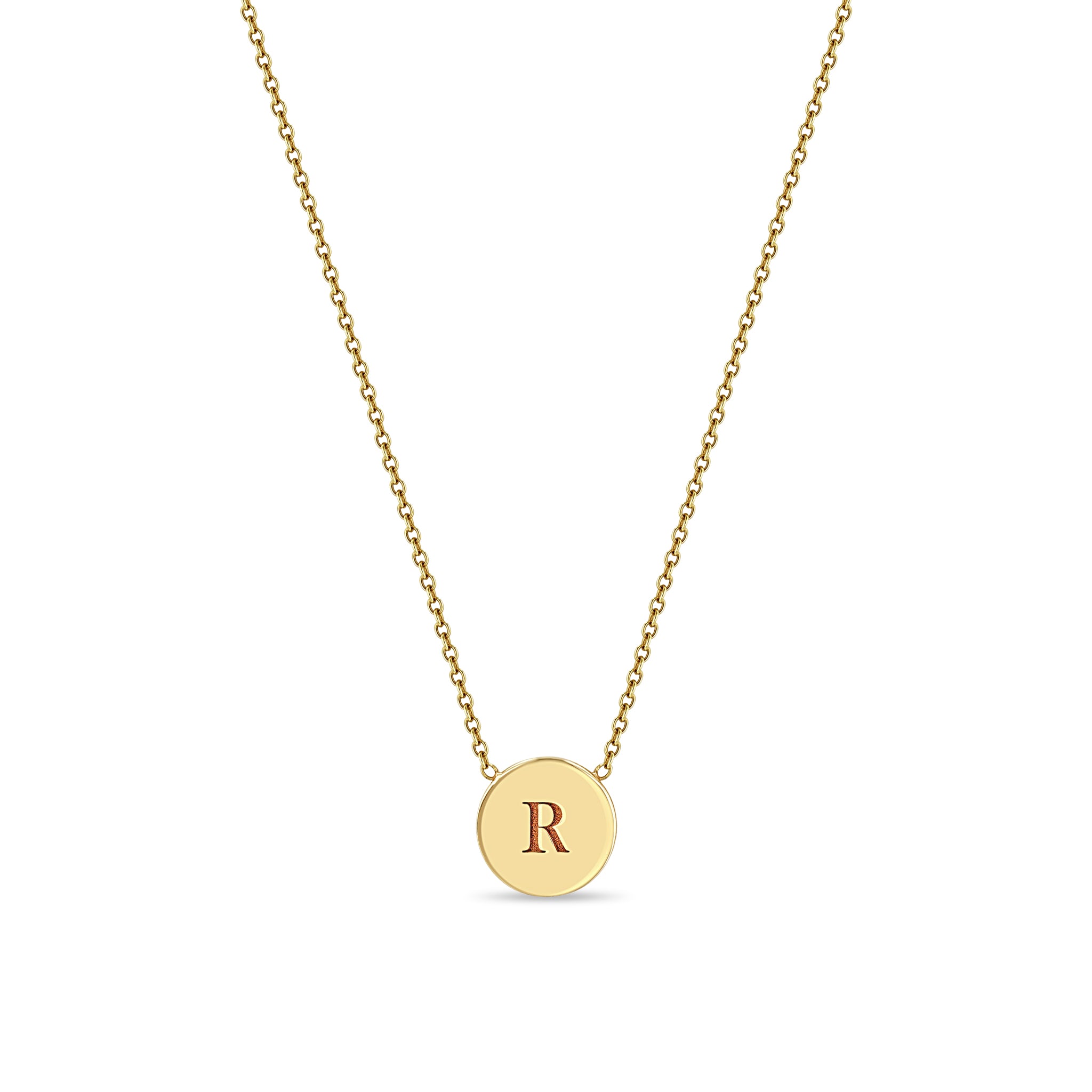 Zoë Chicco 14k Gold Engraved Initial Small Disc Necklace