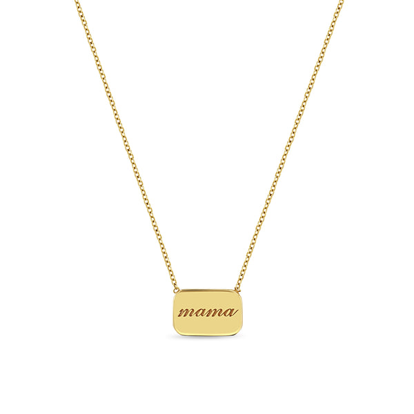 Zoë Chicco 14k Gold Personalized Rounded Rectangle Nameplate Necklace engraved with mama