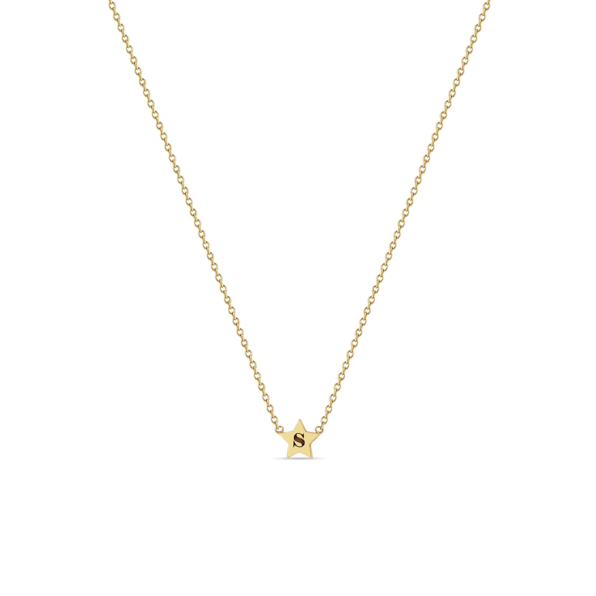 Zoë Chicco 14kt Gold Engraved Initial Star Necklace