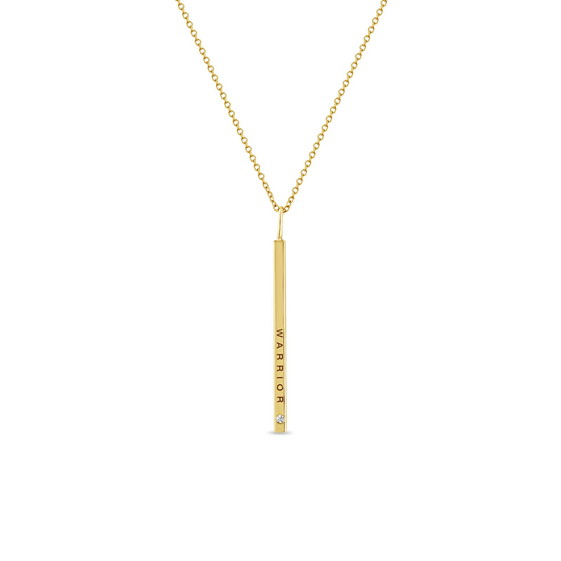 Zoë Chicco 14kt Gold Thin Vertical ID Bar with Diamond Pendant Necklace