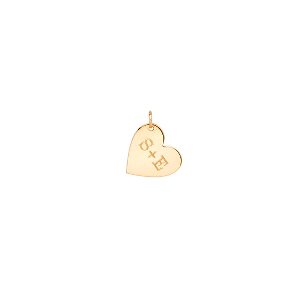 14k Single Engraved 2 Initials Medium Heart Charm