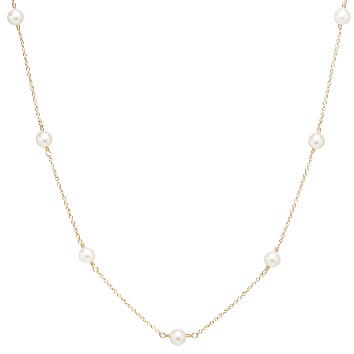 Zoë Chicco 14kt Gold 7 Pearl Station Necklace