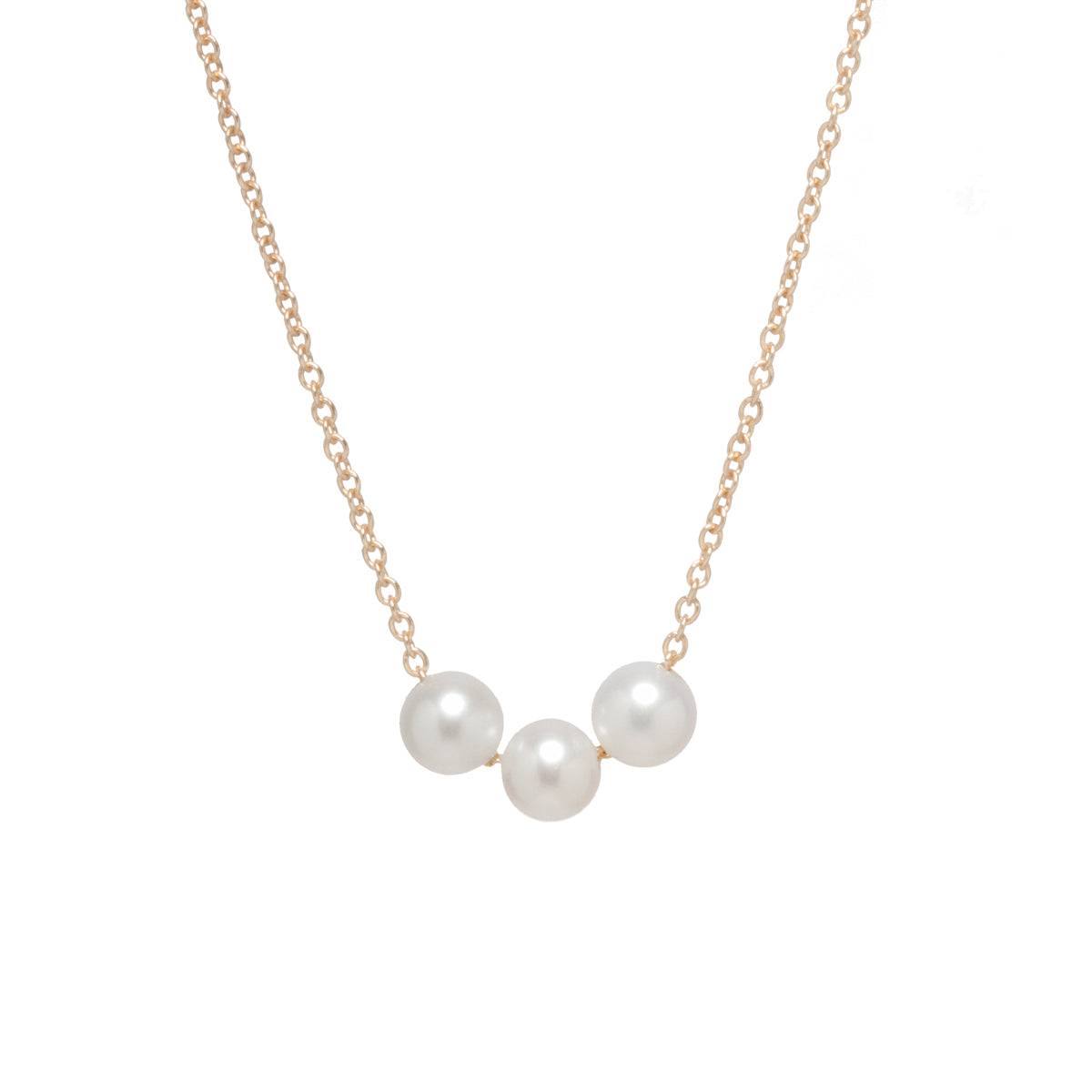 Zoë Chicco 14kt Rose Gold 3 Small Pearl Necklace