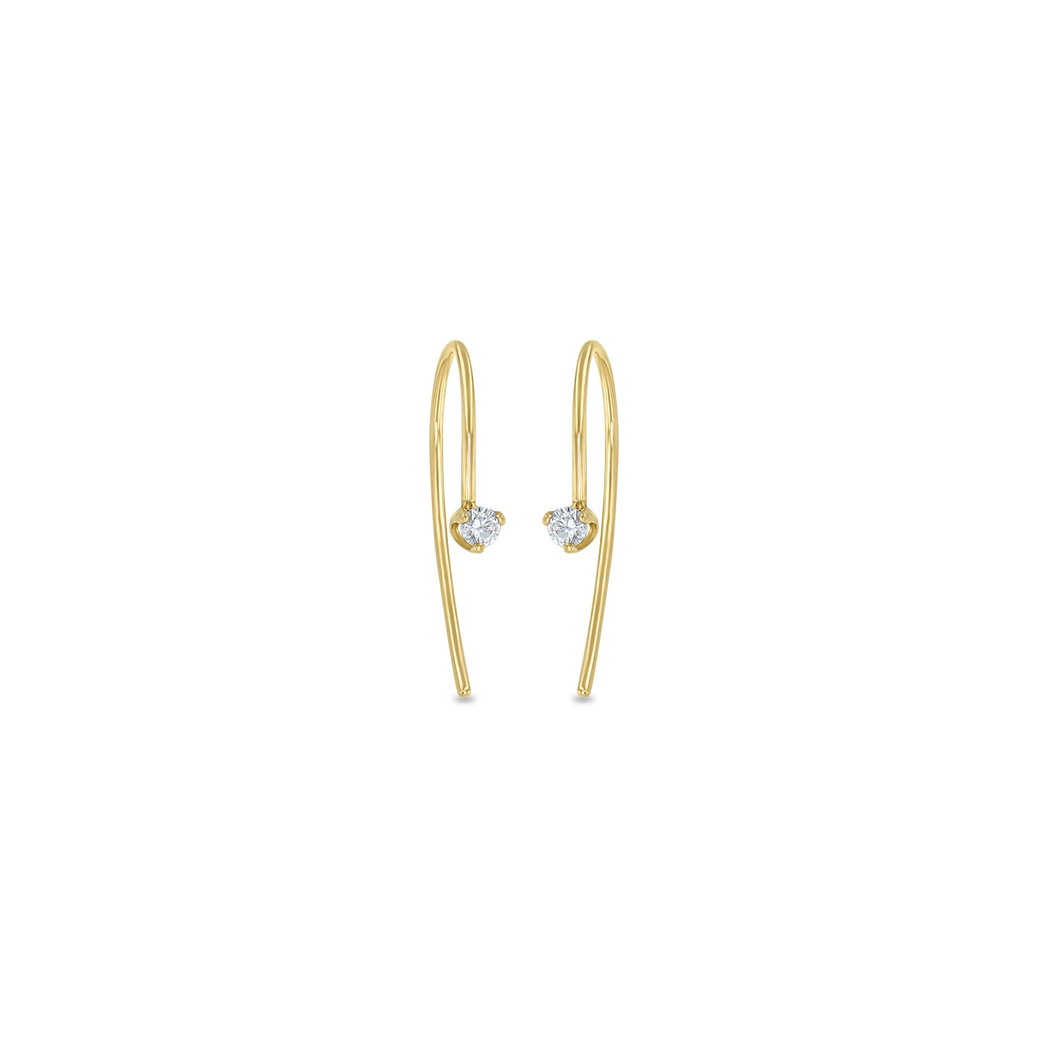 Zoë Chicco 14k Gold Prong Diamond Short Wire Threader Earrings