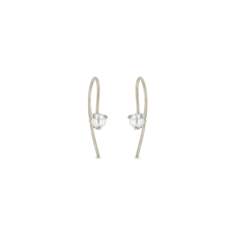 Zoë Chicco 14k Gold Prong Pearl Short Wire Threader Earrings