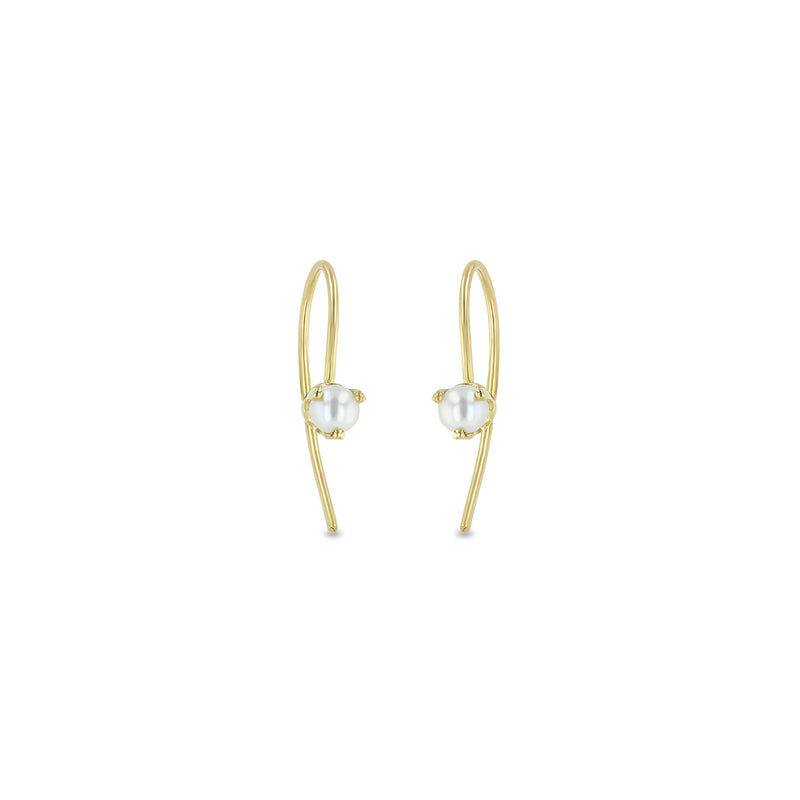 Zoë Chicco 14k Gold Prong Pearl Short Wire Threader Earrings