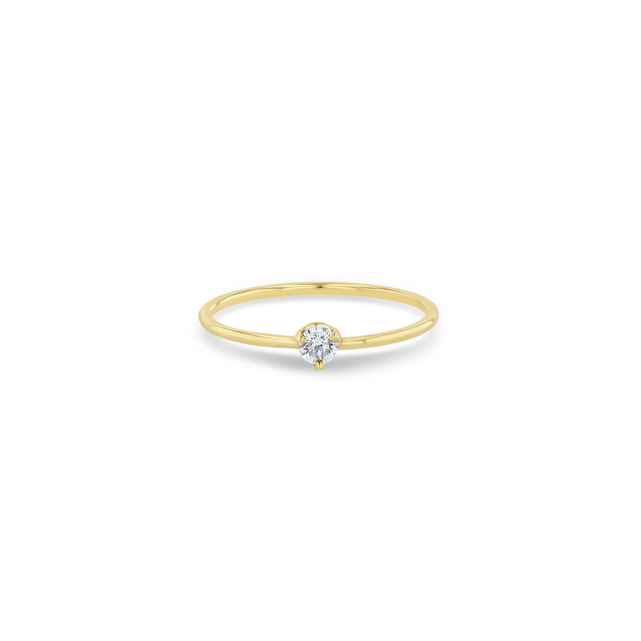 Zoë Chicco 14k Gold Single 3mm Prong Diamond Solitaire Ring