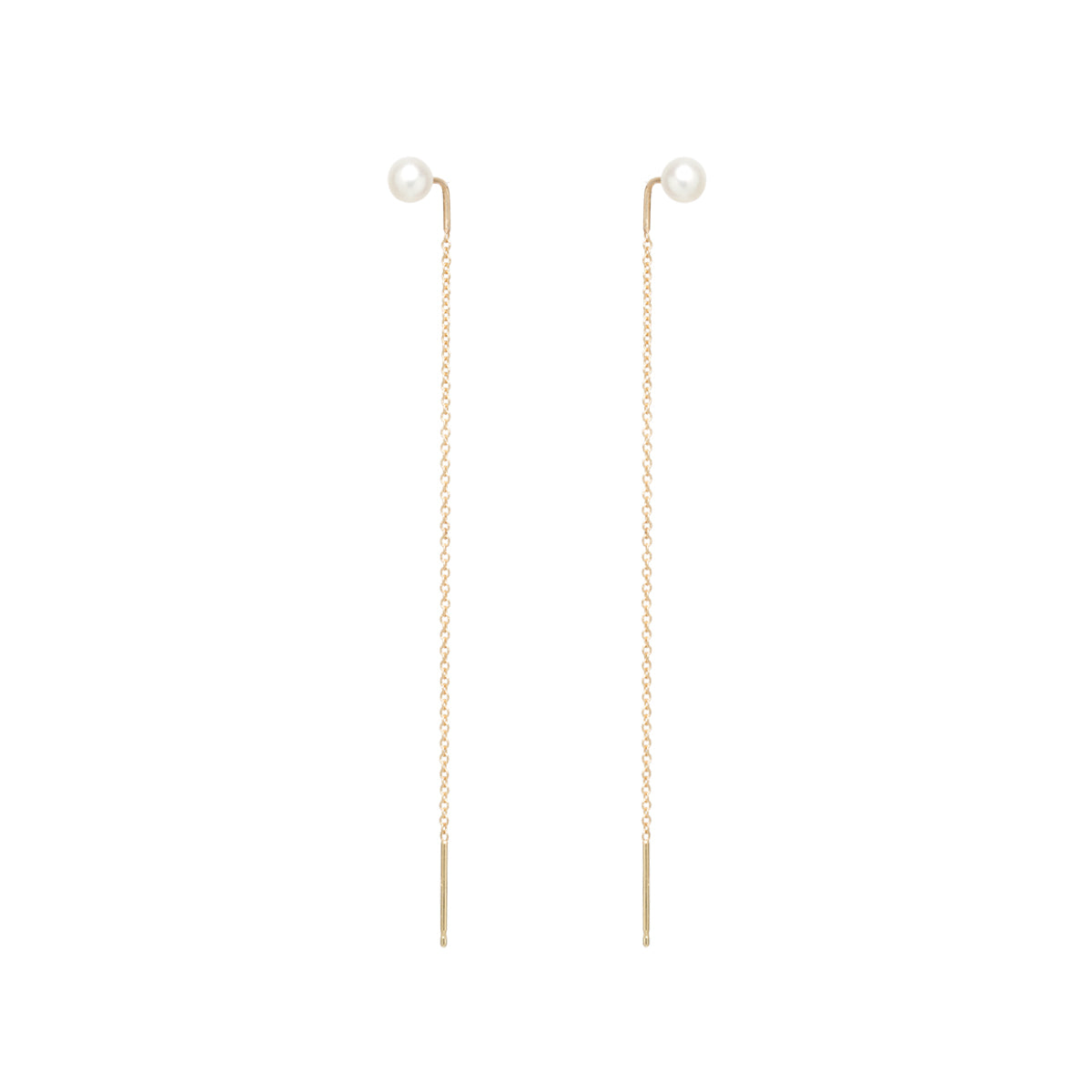 Zoë Chicco 14kt Gold Pearl Chain Threader Earrings